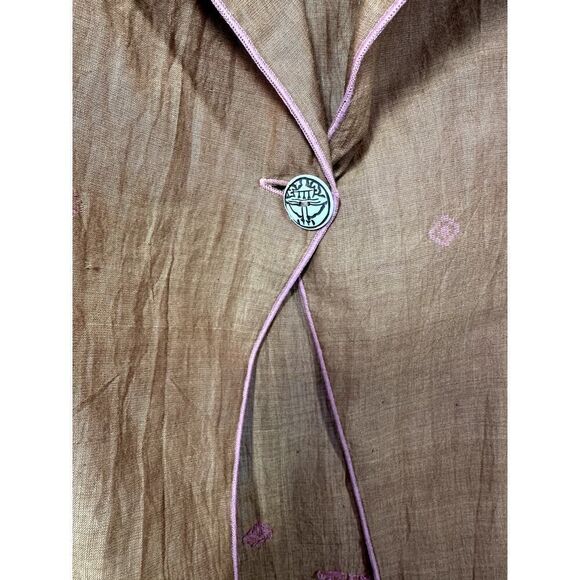 PAUL ROPP Women's One Button Cotton Blouse/Jacket Brown/Pink Size Large - Picture 4 of 15